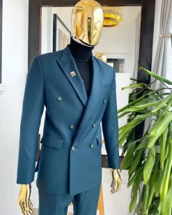 A Sacramento Green Double Breasted Blazer Suit