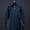 A Sacramento green, Front flap with green Swarovski buttons, patch pocket, 3/4 sleeve details African senator kaftan native.