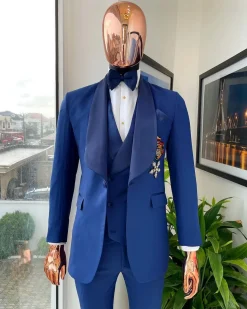A Sapphire Blue Shawl Lapel Tuxedo Suit