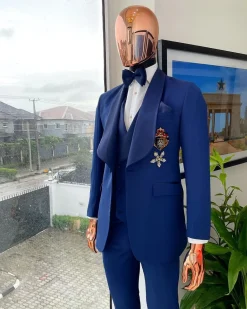 A Sapphire Blue Shawl Lapel Tuxedo Suit