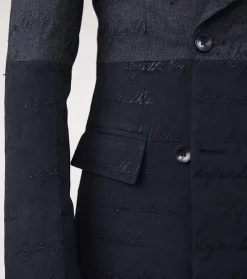 A “scritto” black and grey mix – inscribe your name (dejiandkola) – black embroidery double breasted suit