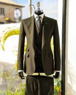 A Seaweed Green, Knitted, Peak Lapel, Jorgecarli Suit