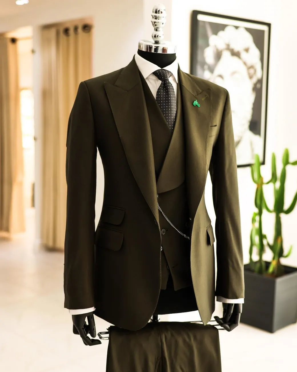A Seaweed Green, Knitted, Peak Lapel, Jorgecarli Suit