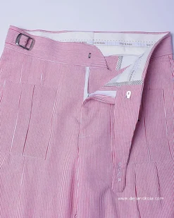 A seersucker (rail road stripe) notch lapel suit with patch pocket
