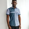 A Short sleeve, prints & plain with metal strap overlay casual shirt.
