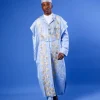 A Sky Blue Deltagbada Flapper Embroidery Details Agbada
