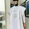 A Snow White precision cloud and anchor embroidery Agbada