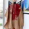 A Stripe champagne gold, cream, burgundy, aso oke regal agbada