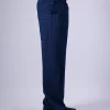 A Tattersall Check, Blue & Black, Extra Long Wide-Cut Pant Trouser.