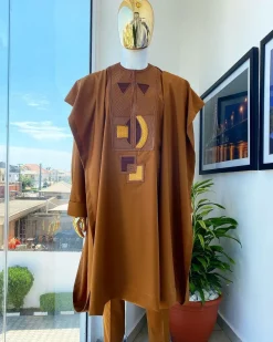 A Tawny brown Connected embroidery Agbada