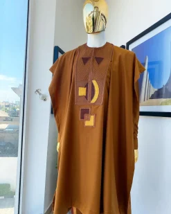 A Tawny brown Connected embroidery Agbada