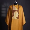 A Tawny brown, “Head Algorithm Mapping ” embroidery details agbada, 3/4 sleeve kaftan & sokoto