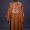 A Tawny Brown, Millipedes Patterned Embroidery Detailing Agbada