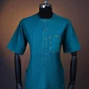 A Teal green, Front flap, patch pocket, short sleeve kaftan .