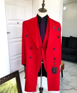 A Tomato Red “Battle Of Dahomey” Notch Lapel Trench Suit