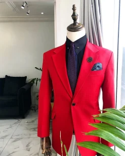 A Tomato Red “Battle Of Dahomey” Notch Lapel Trench Suit