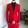 A Tomato Red Notch Lapel Business Suit