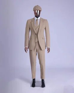A Tortilla Brown “Peaky Blinders” Seer Sucker Fabric, Knitted, Notch Lapel Suit