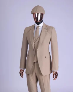 A Tortilla Brown “Peaky Blinders” Seer Sucker Fabric, Knitted, Notch Lapel Suit