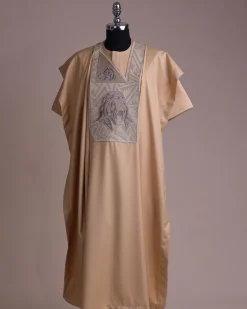 A Tortilla town, roaring godzilla metallic wire embroidery details Agbada