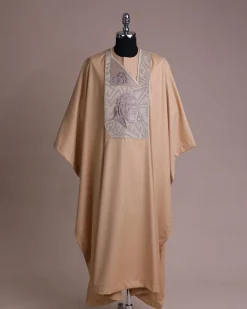 A Tortilla town, roaring godzilla metallic wire embroidery details Agbada