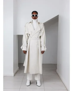 A Tweed Ivory White, double-breasted Coat