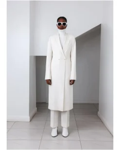 A Tweed Ivory White, double-breasted Coat