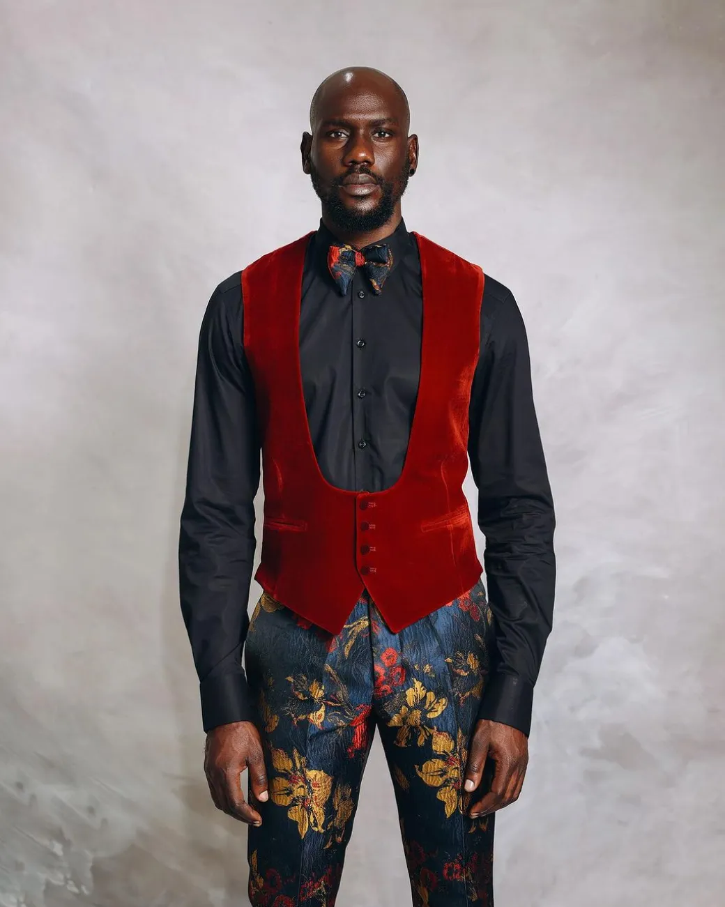 A U-Shaped, Mahogany Red Waistcoat.