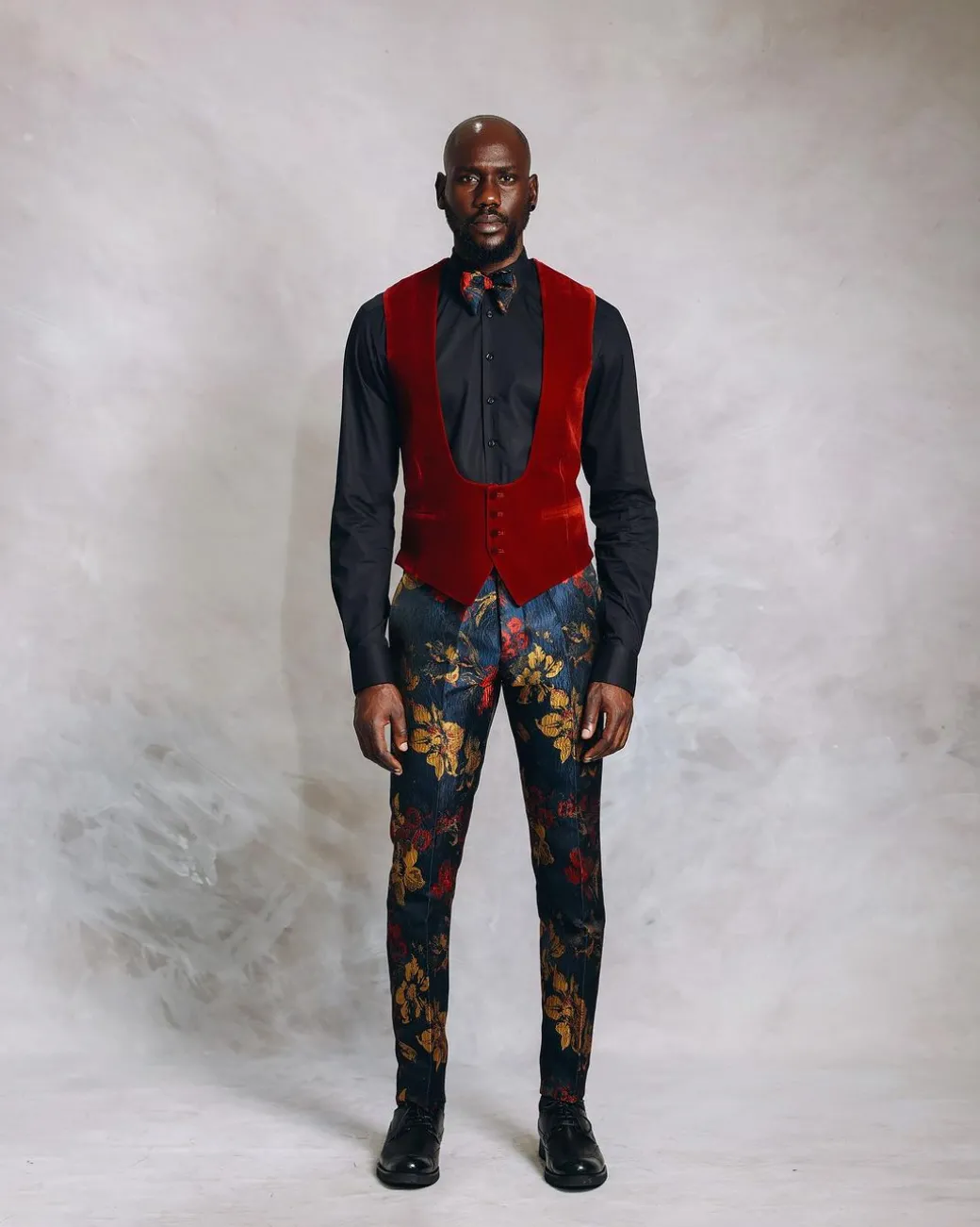 A U-Shaped, Mahogany Red Waistcoat.