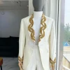 A “Vegas” Monochrome Ivory White Shawl Lapel Tuxedo Suit