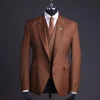 A Walnut Brown Knitted Notch Lapel Suit