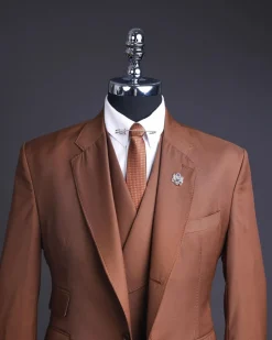 A Walnut Brown Knitted Notch Lapel Suit