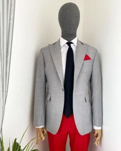 A “Whatever” Irish grey peak lapel with black stripe neck 1 button suit