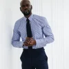 A White and Blue Check, English Spread Collar Business Shirt.