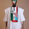 A White ,APC ( All Progressive Congress) pattern embroidery agbada