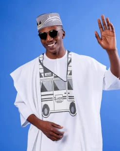 A White, Danfo Embroidery Details Agbada