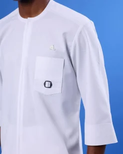 A White, Danfo Embroidery Details Agbada