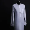 A White, front flap,interwoven buckle, Long sleeve African senator kaftan native.