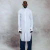 A White Hand Slide Extra Long Bishop Neck Shirt