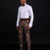 A White Invisible Stripe, Double Cuff, Wing Collar Shirt With High Waist Gurkha Pant Trouser.
