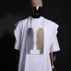 A White, Machine (Artificial Intelligence) vs Man embroidery details agbada