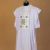 A White, Rings, Merchant Head And Interconnected Star Embroidery Agbada