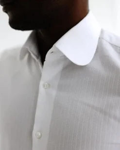 A White, Seersucker Vintage Club Business Shirt.