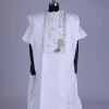 A White, Smoke And Gin Gang Embroidery Details Agbada