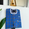 A window pane check, Front Flap, Curved Patch pocket details African traditional senator kaftan native.
