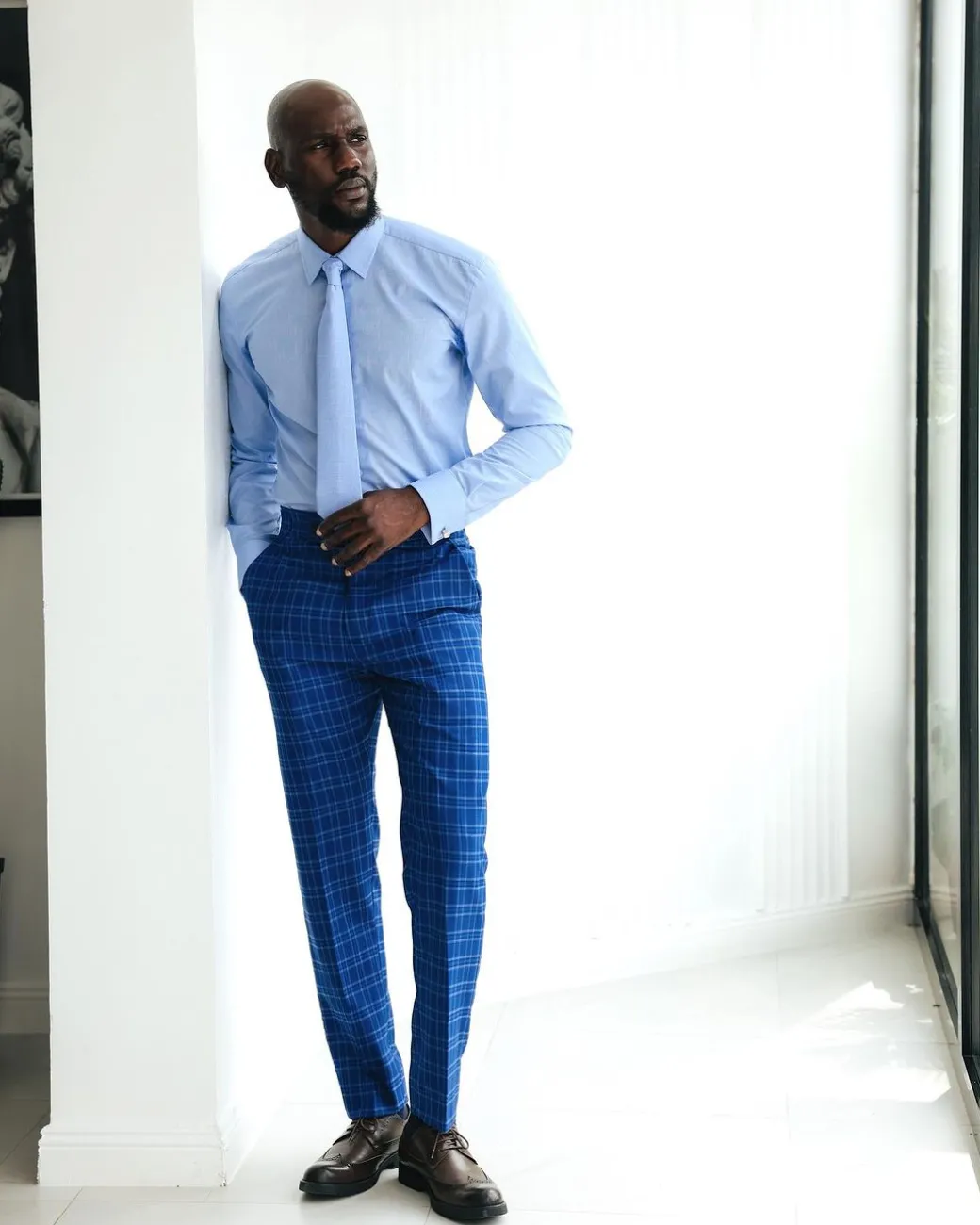 A Windowpane Relayed And Inverted Check Pant Trousers