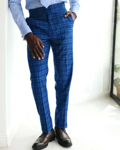 A Windowpane Relayed And Inverted Check Pant Trousers