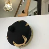 African IBO Black Royal Traditional Hat With Gold Swarovsky Adornment