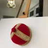African IBO Red Royal Traditional Hat With Gold Adornment