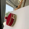African IBO Red Royal Traditional Hat With Gold and Horn Adornment